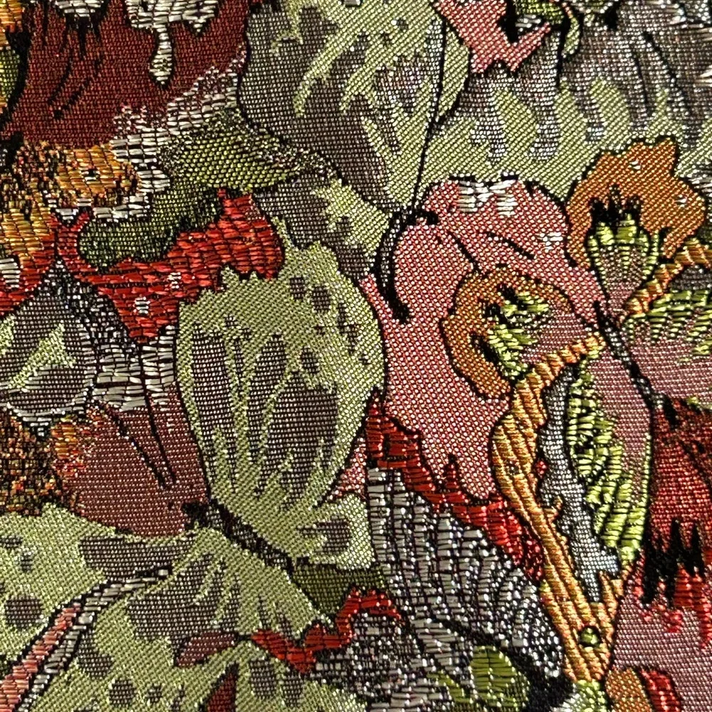 Handmade Silk Brocade Tablecloth – Shiny Jacquard Butterfly Art Textile
